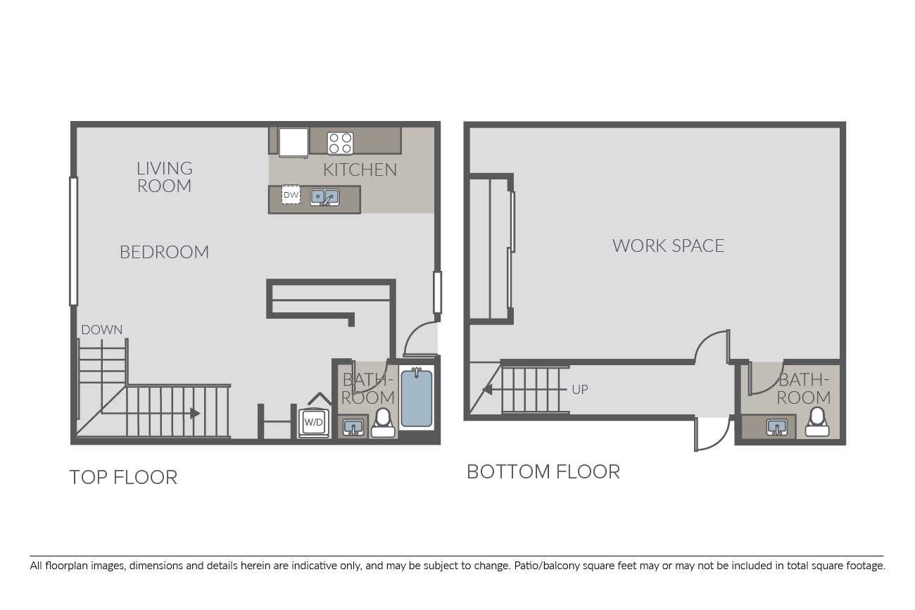 Floor plan for studio, 1.5 baths, 1205 sqft